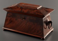 Lot 1214 - A Victorian mahogany sarcophagus-shaped tea...