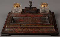 Lot 1229 - A 19th Century French red boulle desk stand,...