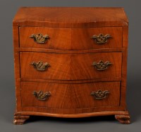 Lot 1235 - A miniature Georgian style walnut serpentine...