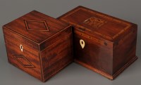 Lot 1242 - A rectangular mahogany tea caddy, the hinged...