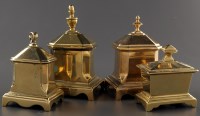 Lot 1246 - Four 19th Century brass tobacco boxes and...