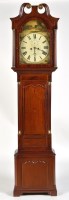 Lot 1296 - An oak and mahogany banded longcase clock, the...