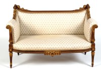 Lot 1324 - A French walnut two-seat occasional settee,...