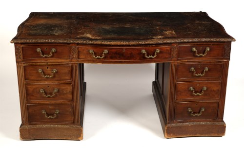 Lot 1342 - † A mahogany pedestal desk, by Druce & Co.,...