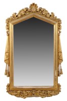 Lot 1383 - † A 19th Century gilt gesso wall mirror with...