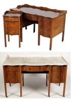 Lot 1390 - † A walnut kneehole kneehole dressing table,...