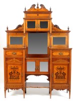 Lot 1412 - An ornate Edwardian inlaid mahogany sideboard...