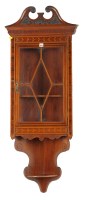 Lot 1415 - An Edwardian inlaid mahogany hanging corner...