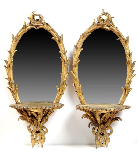 Lot 1433 - † A pair of 19th Century gilt wall mirrors,...