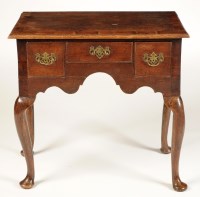 Lot 1456 - An early Georgian oak and yew wood crossbanded...