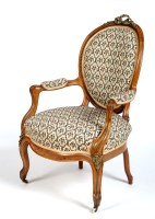 Lot 1458 - A French style walnut open armchair with...