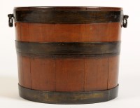 Lot 1476 - A mahogany and brass-bound bucket fitted loop...