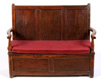 Lot 1485 - A late 18th Century oak box seat settle with...