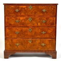 Lot 1501 - A mid 18th Century walnut secretaire chest of...