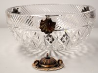 Lot 1576 - A cut glass bowl-shaped light pendant shade,...