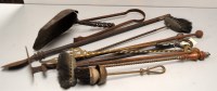 Lot 1611 - A quantity of fireside implements, comprising:...