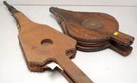 Lot 1612 - A long handled pair of bellows; and a short...