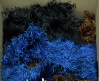 Lot 1706 - A brown feather shawl; a blue feather boa; a...