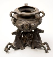 Lot 1747 - An early 20th Century patinated bronze inkwell,...