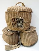 Lot 1787 - Two wicker fishing creels; together with a...