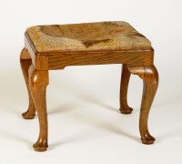 Lot 1829 - A Georgian style rectangular oak stool, the...