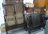 Lot 1872 - A pair of single beds, with oak head and...