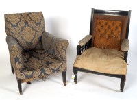 Lot 1895 - A late Victorian ebonised armchair with...