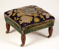 Lot 1896 - A Victorian square-shaped stool with tapestry...