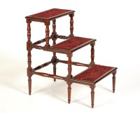 Lot 1930 - A set of mahogany three-tread library steps,...