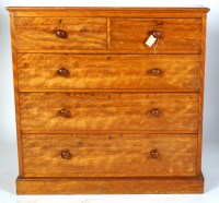 Lot 1935 - A Victorian satin birch chest of two short and...