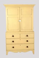 Lot 1938 - A 19th Century painted pine cupboard-on-chest...