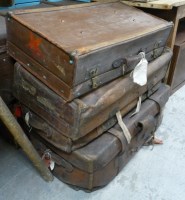 Lot 1953 - A leather covered trunk with embossed...