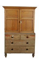 Lot 1962 - A painted pine linen press top with a pair of...