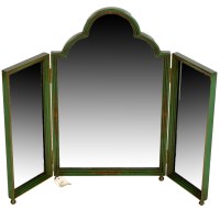 Lot 1964 - A green painted three-fold dressing table...