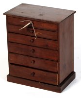 Lot 1980 - A small stained wood six drawer specimen chest,...