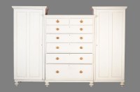 Lot 2010 - A large Victorian white painted pine wardrobe,...