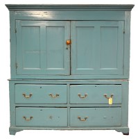 Lot 2017 - A Georgian painted pine kitchen cupboard with...