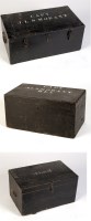 Lot 2019 - A black painted softwood trunk, inscribed to...