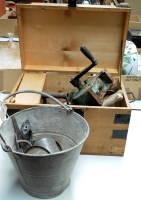 Lot 2020 - A softwood metal-bound tool box containing...