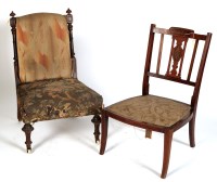 Lot 2027 - An Edwardian inlaid mahogany bedroom chair...