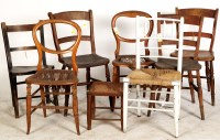 Lot 2042 - Three solid elm seat kitchen chairs; a pair of...