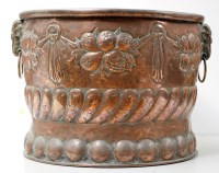 Lot 2052 - A 19th Century copper log bin, circular with...