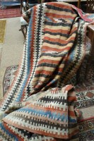 Lot 2061 - A pair of Turkish kilim curtains, with striped...