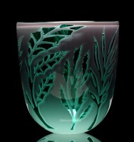 Lot 389 - ''Leaves'': a graal technique vase, purple...