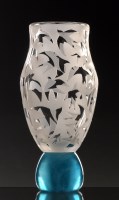 Lot 395 - ''Birds'': a composite clear glass vase with...