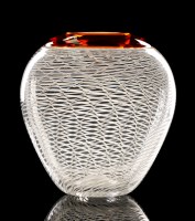 Lot 401 - A 'Latticino' vase by Mike Hunter, with amber...