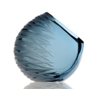 Lot 411 - A cut 'bubble' vase, blue cased transparent...