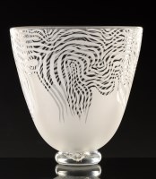 Lot 418 - 'Zebra': a clear glass vase with stylised...