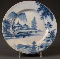 Lot 436 - An 18th Century blue and white delft charger,...