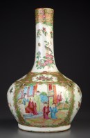 Lot 489 - A Canton enamel bottle vase, typically...
